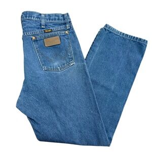 Wrangler 13MWZ Cowboy Cut‎ Denim Distressed Straight Jeans Mens 35x30* Western